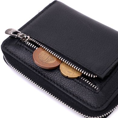 Шкіряний гаманець для жінок на блискавці з тисненим логотипом ST Leather 19489 Чорний