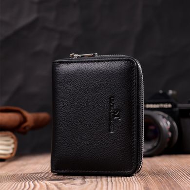Кожаный кошелек для женщин на молнии с тисненым логотипом производителя ST Leather 19489 Черный