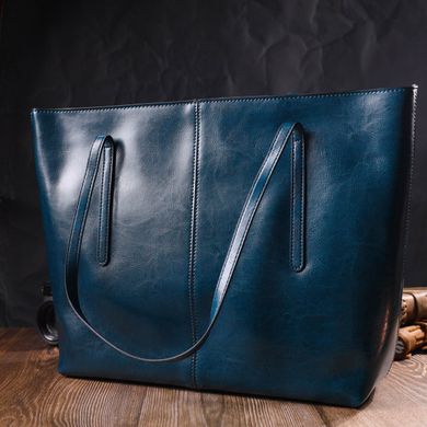 Красивая сумка шоппер из натуральной кожи 22075 Vintage Бирюзовая