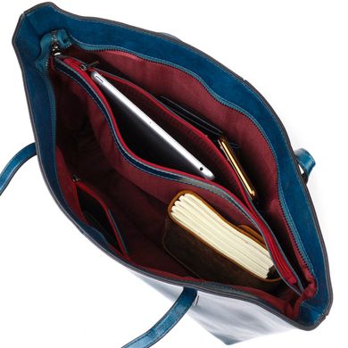 Красивая сумка шоппер из натуральной кожи 22075 Vintage Бирюзовая