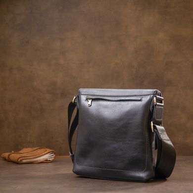 Практичная кожаная мужская сумка-мессенджер GRANDE PELLE 11433 Темно-синий