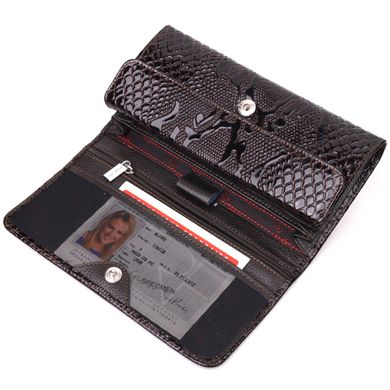 Практичний жіночий гаманець із натуральної лакованої шкіри KARYA 21360 Коричневий