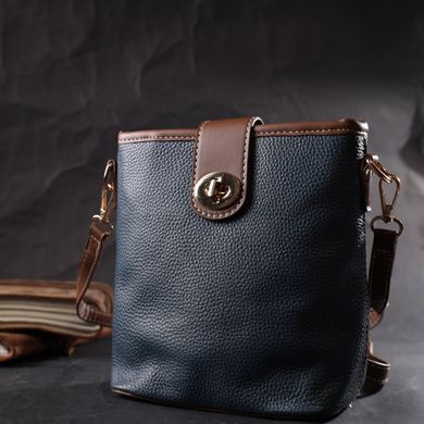 Симпатичная сумка для женщин на каждый день из натуральной кожи Vintage 22346 Синяя