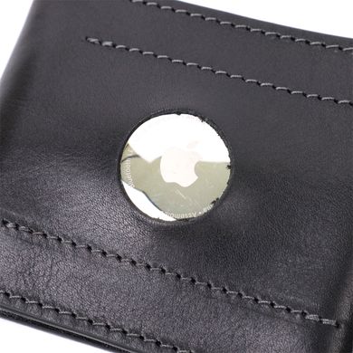 Удобный кожаный зажим для денег с держателем для Apple AirTag GRANDE PELLE 11619 Черный