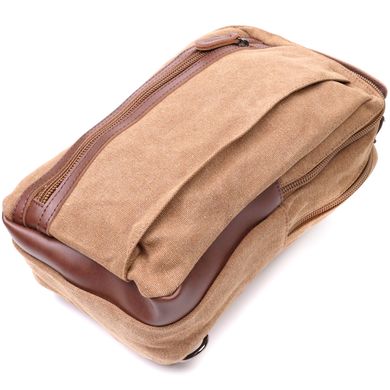 Вертикальная мужская сумка через плечо из плотного текстиля Vintage 22191 Коричневый