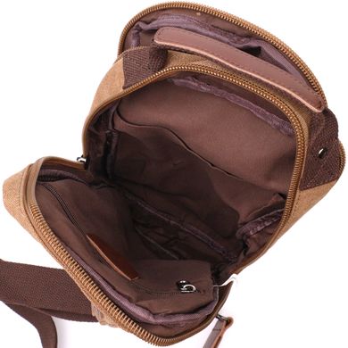Вертикальная мужская сумка через плечо из плотного текстиля Vintage 22191 Коричневый