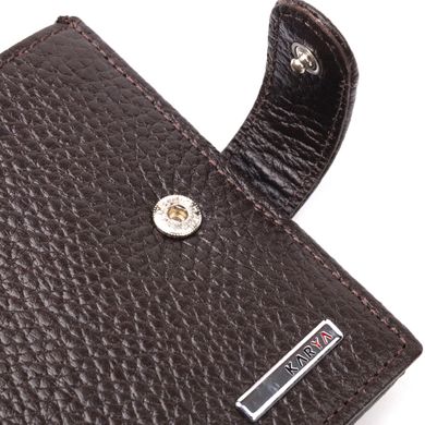 Вместительное мужское портмоне с хлястиком из натуральной кожи KARYA 21081 Коричневый
