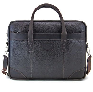 Классическая деловая кожаная сумка для ноутбука 15" Коричневый Tom Stone  715 BR