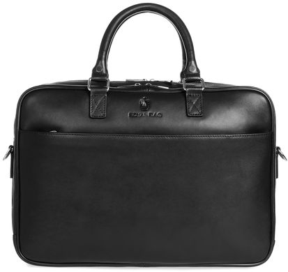 Вместительная деловая сумка-портфель из натуральной гладкой кожи Royal Bag RB026A-5 Черный