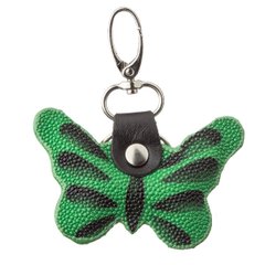 Брелок сувенир бабочка STINGRAY LEATHER 18539 из натуральной кожи морского ската Зеленый
