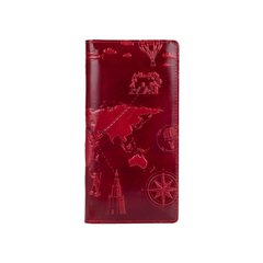 Эргономический дизайнерский красный кожаный бумажник на 14 карт, коллекция "7 wonders of the world"