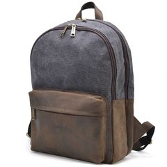 Чоловічий рюкзак шкіра і сірий канвас для ноутбука TARWA RGc-7273-3md Коричневий