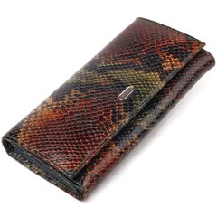 Горизонтальний жіночий гаманець з натуральної шкіри з тисненням під змію CANPELLINI 21648 Різнокольоровий