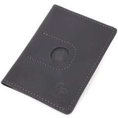 Надежная кожаная обложка на паспорт с держателем для Apple AirTag GRANDE PELLE 11620 Черный