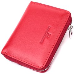 Стильный кожаный кошелек для женщин на молнии с тисненым логотипом производителя ST Leather 19490 Красный