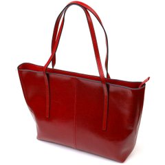 Вместительная сумка шоппер из натуральной кожи 22076 Vintage Бордовая