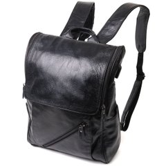 Місткий рюкзак з натуральної шкіри Vintage 22249 Чорний
