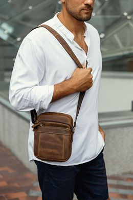 Мужская сумка на плечо кожаная Tiding Bag t0036 Коричневый