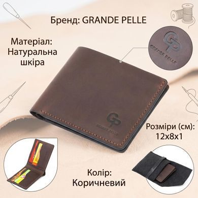 &nbsp;Тонкое горизонтальное портмоне Cardi без застежки в винтажной коже GRANDE PELLE 11310 Коричневое