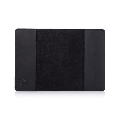 Дизайнерська шкіряна обкладинка для паспорта чорного кольору, колекція "Let's Go Travel"