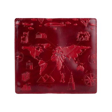 Ергономічний дизайнерський червоний шкіряний гаманець на 14 карт, колекція "7 wonders of the world"