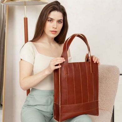 Натуральная кожаная женская сумка шоппер Бэтси светло-коричневая краст Blanknote BN-BAG-10-k