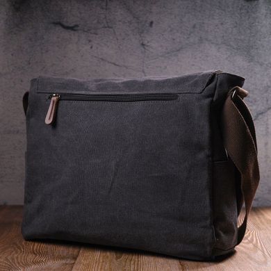 Мужская сумка для ноутбука с клапаном текстильная 21240 Vintage Черная
