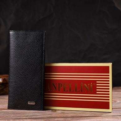 Мужской вертикальный бумажник из натуральной кожи CANPELLINI 21898 Черный
