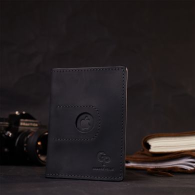 Надежная кожаная обложка на паспорт с держателем для Apple AirTag GRANDE PELLE 11620 Черный