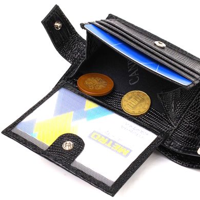 Невеликий фактурний чоловічий гаманець із натуральної шкіри з тисненням CANPELLINI 21748 Чорний