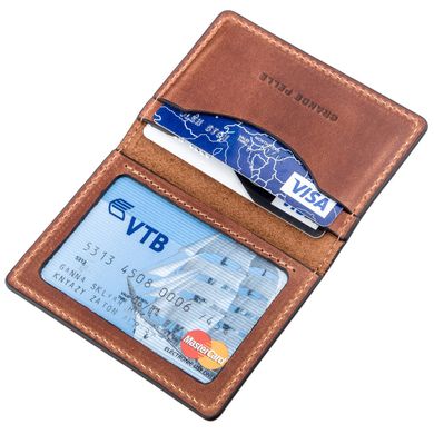Обкладинка для ID-паспорта з натуральної шкіри GRANDE PELLE 11235 Коричнева