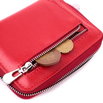 Стильний шкіряний гаманець для жінок на блискавці з тисненим логотипом ST Leather 19490 Червоний