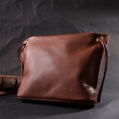 Трапециевидная сумка для женщин на плечо из натуральной кожи Vintage 22397 Коричневая