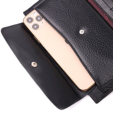 Місткий гаманець- клатч з натуральної шкіри KARYA 21182 Чорний
