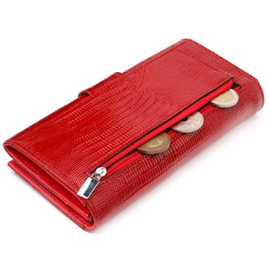 Женский кошелек из натуральной лакированной фактурной кожи KARYA 21032 Красный