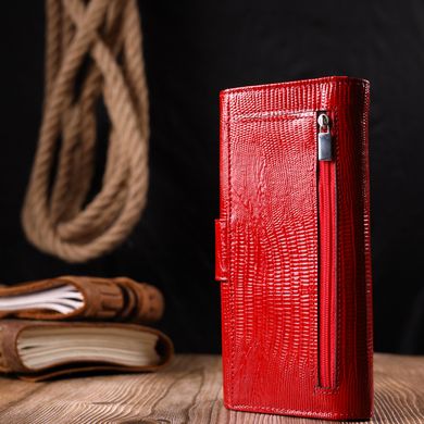 Женский кошелек из натуральной лакированной фактурной кожи KARYA 21032 Красный