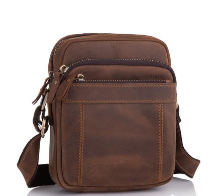 Мужская сумка на плечо кожаная Tiding Bag t0036 Коричневый