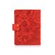 Червоний шкіряний Картхолдер на кобурному гвинті з авторським художнім тисненням "Mehendi Art"