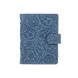Голубой кожаный картхолдер на кобурном винте с авторским художественным тиснением "Buta Art"
