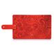 Красный кожаный картхолдер на кобурном винте с авторским художественным тиснением "Mehendi Art"