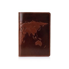 Оригінальна дизайнерська шкіряна обкладинка для паспорта ручної роботи коньячного кольору