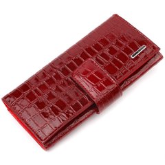 Красивий жіночий гаманець з натуральної лакованої фактурної шкіри під крокодила KARYA 21033 Червоний
