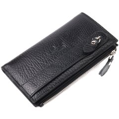 Практичний складаний гаманець з натуральної шкіри KARYA 21133 Чорний