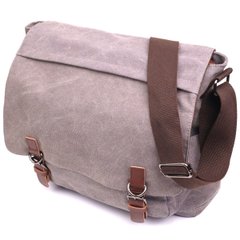 Вместительная горизонтальная мужская сумка для ноутбука из текстиля 21241 Vintage Серая