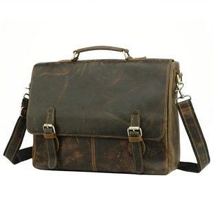 Мужской кожаный портфель TIDING BAG t0021 Коричневый