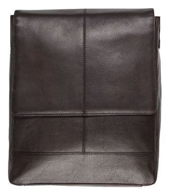 Чоловіча вертикальна шкіряна сумка листоноша формату А4 Livergy темно-коричнева