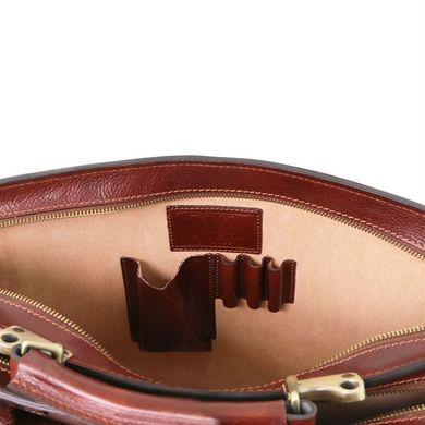 TL141268 Темно-коричневый Venezia - Кожаный портфель на 2 отделения от Tuscany