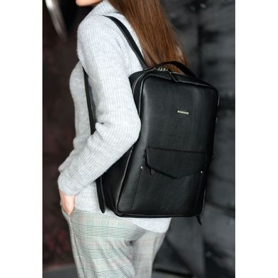 Натуральная кожаный городской рюкзак на молнии Cooper, нуар - черный Blanknote BN-BAG-19-noir