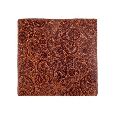 Ергономічний гаманець з глянсової шкіри бурштинового кольору на 14 карт з авторським художнім тисненням "Buta Art"