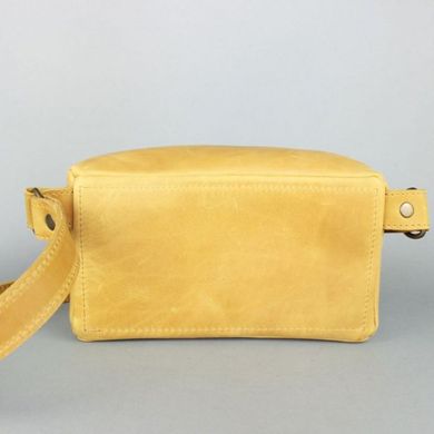 Натуральная кожаная поясная сумка желтая винтажная Blanknote TW-BeltBag-yell-crz